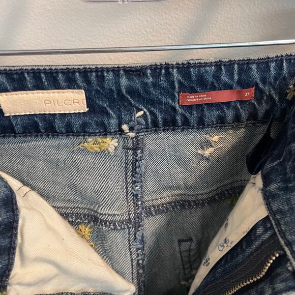 Pilcro Anthropologie The Icon Flare Embroidered Jeans Size 27 - Picture 6 of 11